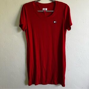 Tommy Hilfiger Jeans Red Ribbed Dress Size Large